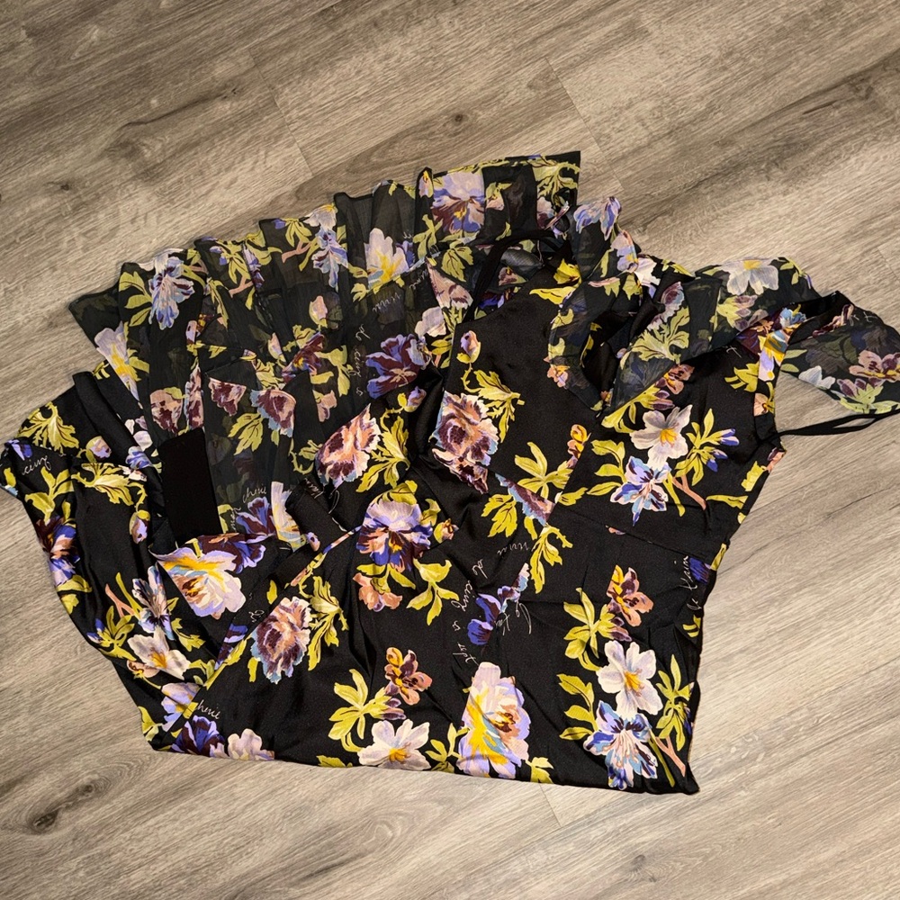 Cinq à Sept One Shoulder Floral Yellow Dress - Picture 13 of 13